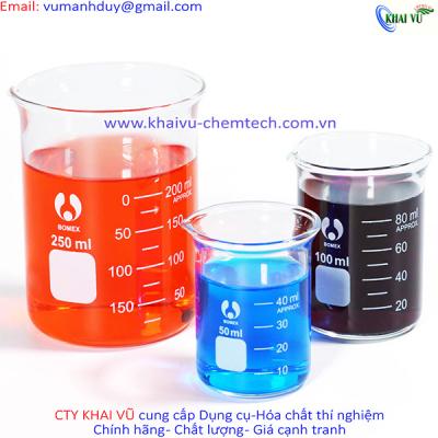 Cốc chịu nhiệt thủy tinh chia vạch CÓ MỎ - cốc thấp thành các cỡ