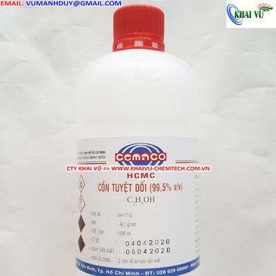 CỒN TUYỆT ĐỐI chai 1L 99.5 % Ethanol Absolute (CEMACO) tinh khiết thí nghiệm