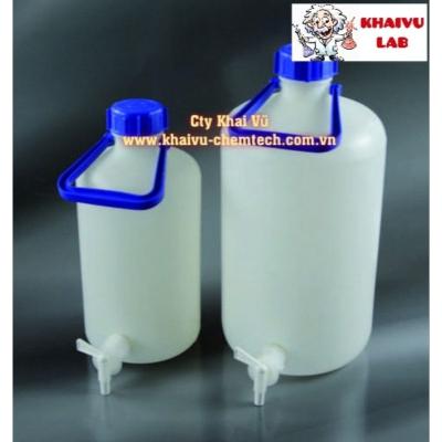[Hàng Ý] Bình đựng nước cất bằng nhựa HPDE 10L có van thí nghiệm