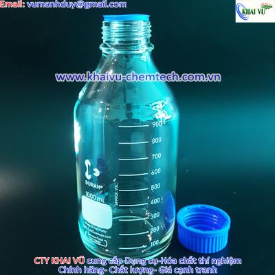 [HÀNG ĐỨC- Hãng Duran] Chai trung tính thủy tinh chịu nhiệt 121 độ C hấp tiệt trùng nắp vặn xanh 1 Lít