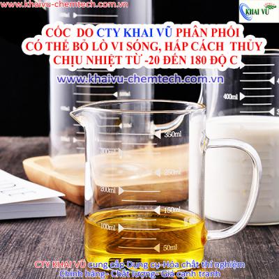 Cốc ly thủy tinh chịu nhiệt chia vạch đo lường CÓ QUAI CẦM