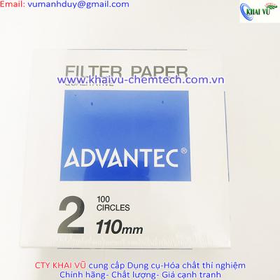 [Hãng ADVANTEC-NHẬT] 1 hộp 100 tờ Giấy lọc định tính Số 2 phi 110mm