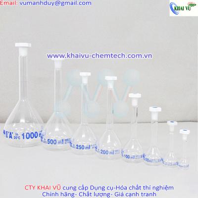 [HÀNG ĐỨC-ISOLAB] BÌNH ĐỊNH MỨC TRẮNG NÚT NHỰA